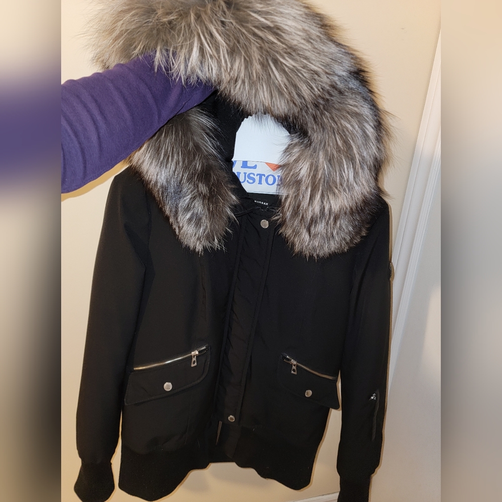 RUDSAK Black Bomber Jacket with Faux Fur Trim